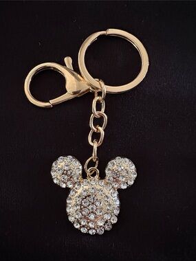 Gold Crystal Mickey Mouse Keychain Bag Charm